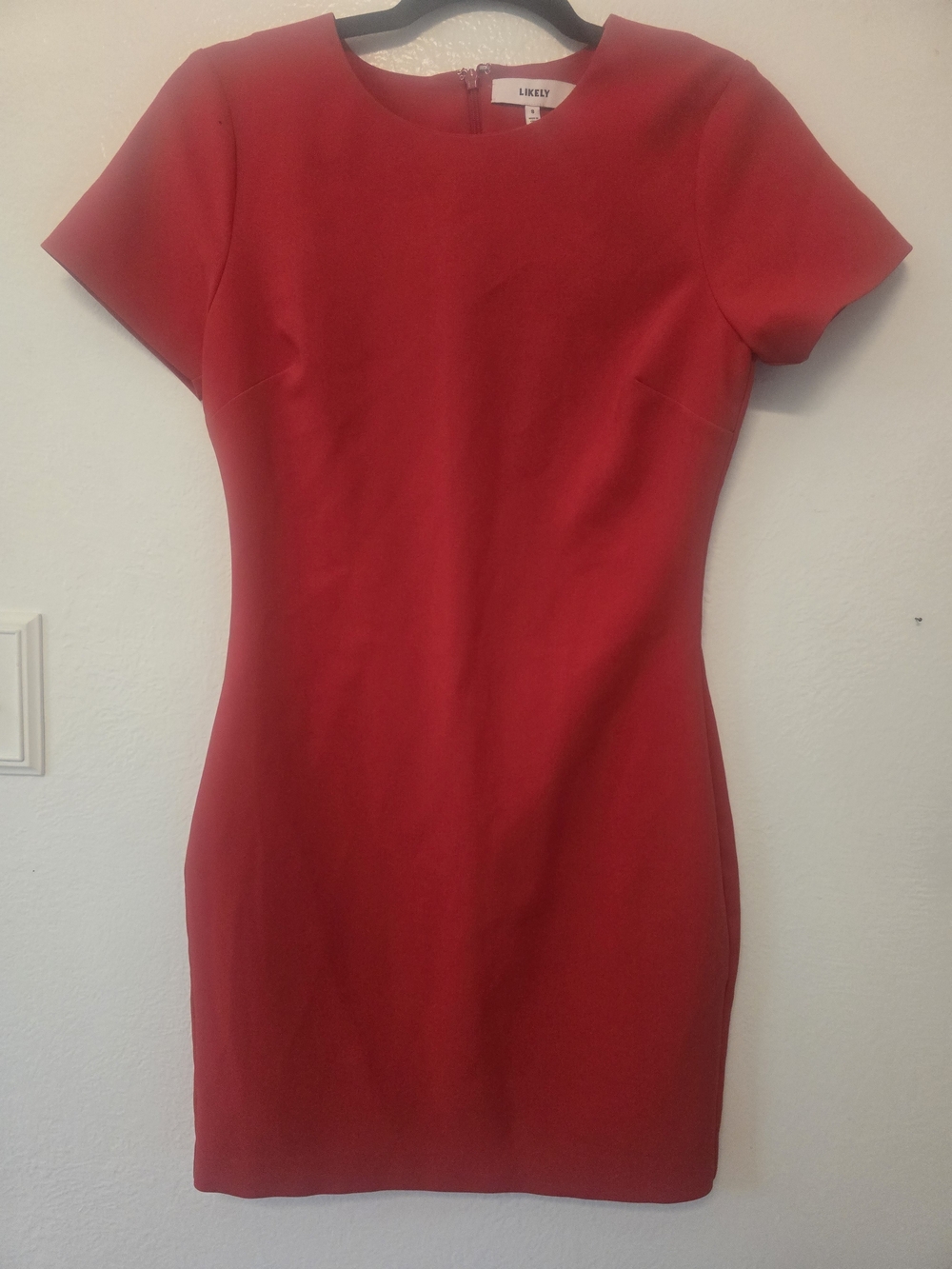Likely Red Short-Sleeve Sheath Mini Dress